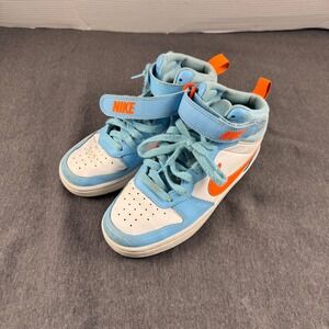 Nike Court Borough Mid 2 Kids University Blue Orange Sneakers HF4791-407 Sz 3.5Y